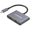 USB-C 3-in-1-keskitin CANYON DS-3 tummanharmaa – USB-C USB-A + HDMI + PD-läpivienti