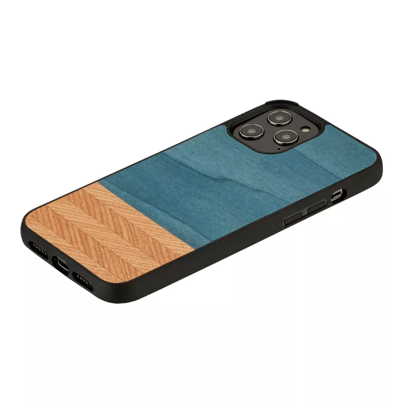 man and wood -puhelinkotelo iPhone 12 Pro Max denimmusta