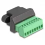 Delock RJ45-naaras - liitinlistasovitin, 8-napainen, 2-osainen, musta/vihreä (66589)