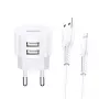 usams laturi T20 2x USB 2.1A Lightning-kaapelilla – kannettava USB-seinälaturi