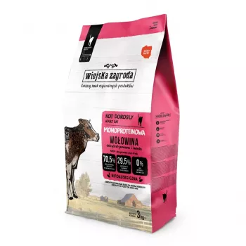 WIEJSKA ZAGRODA monoproteiini naudanliha – kuivaruoka kissoille – 3 kg