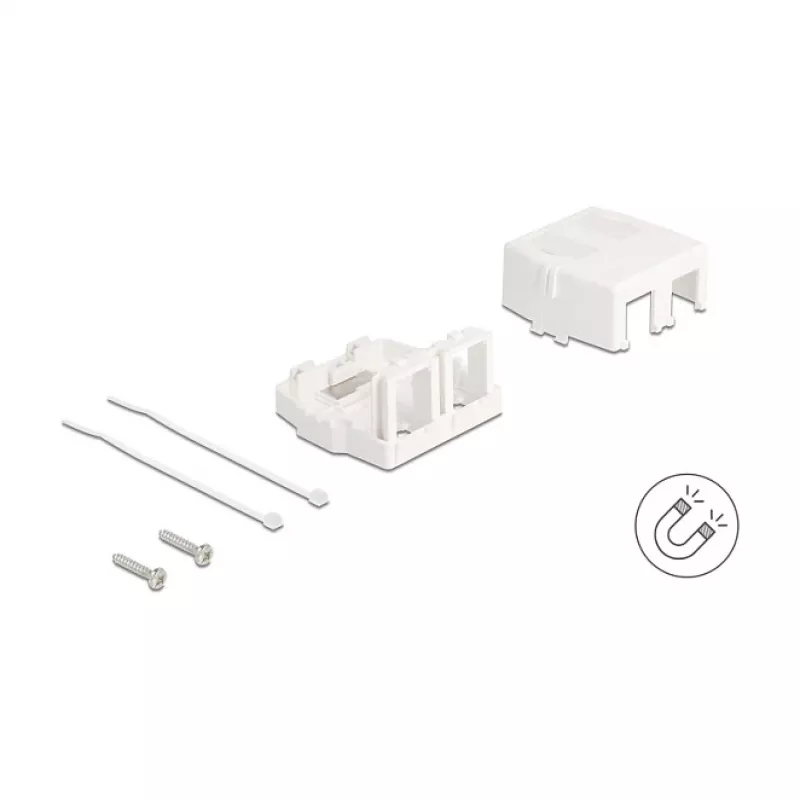 Delock 85843 Keystone-tyhjä kotelo, 2-porttinen, magneettijalustalla, valkoinen