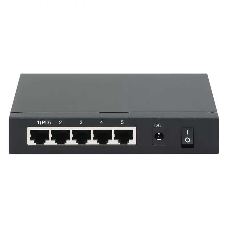 Gigabit 5xPoE Passthrough -kytkin, virransyöttö PoE tai AC, 68W