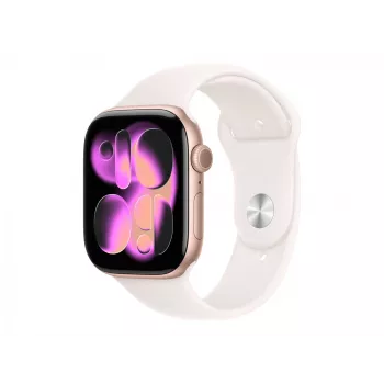 Apple Watch Series 11 GPS 46 mm ruusukullan värinen alumiinikuori vaaleanpunaisella Sport-rannekkeella – S/M | Apple