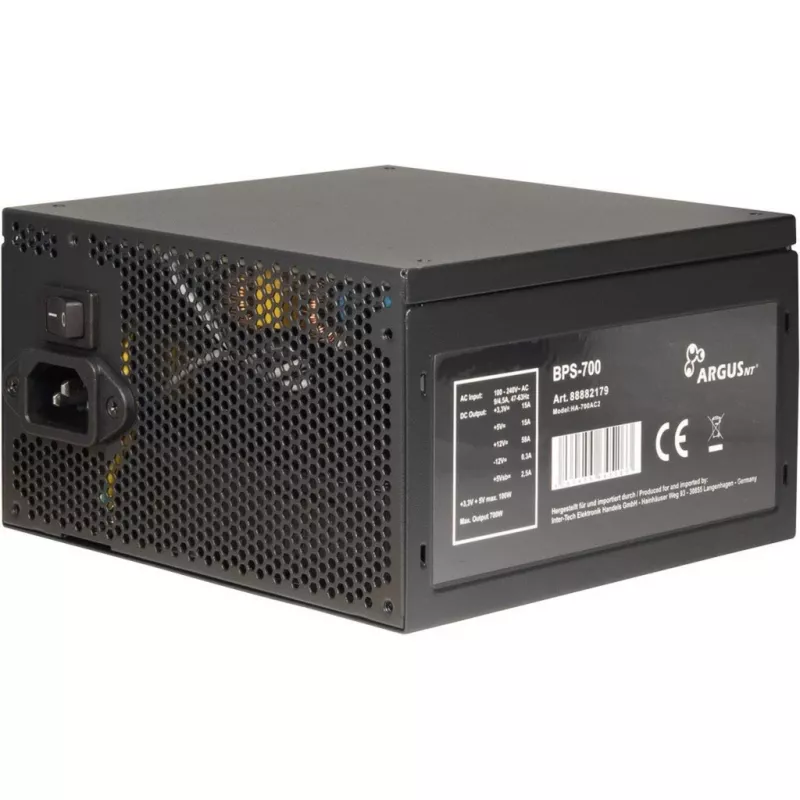 INTER-TECH ArgusNT BPS-700 virtalähde 120mm tuuletin Active PFC 6xSATA 4x PCI-E 6+2 2x 4+4pin 80+ Bronze 230V EU (88882179)