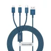 USB-kaapeli 3in1 Baseus Superior Series, USB - Micro-USB / USB-C / Lightning, 3,5 A, 1,5 m (sininen)