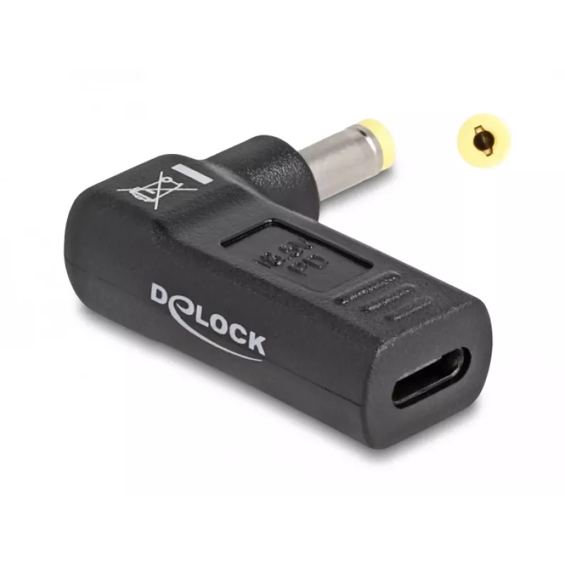 DeLOCK adapteri USB Type-C naaras - HP 4,8 x 1,7 mm uros 90° kulma