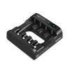 Akkulaturi XTAR 4 paikkaa AA/AAA (Li-Ion, NiMH) USB-C, LED-merkkivalot, musta