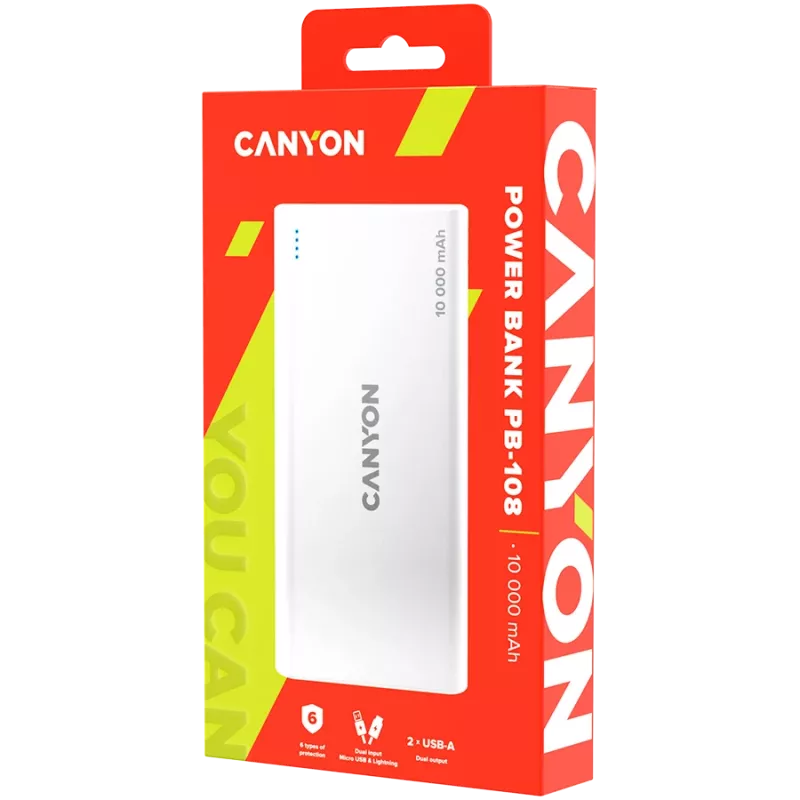 CANYON varavirtalähde PB-108 10000 mAh valkoinen
