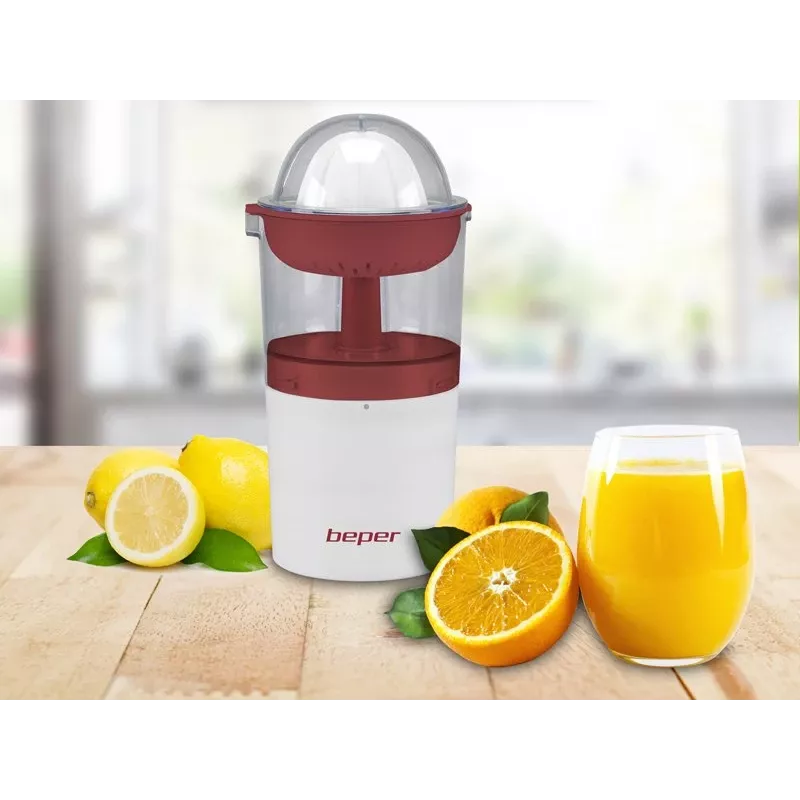 Beper P102EST100 USB-ladattava sitruspuristin, 250 ml, valkoinen/punainen