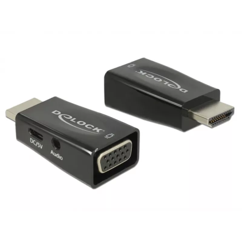 Sovitin DeLOCK 65901 HDMI A - VGA & 3,5 mm ääni musta