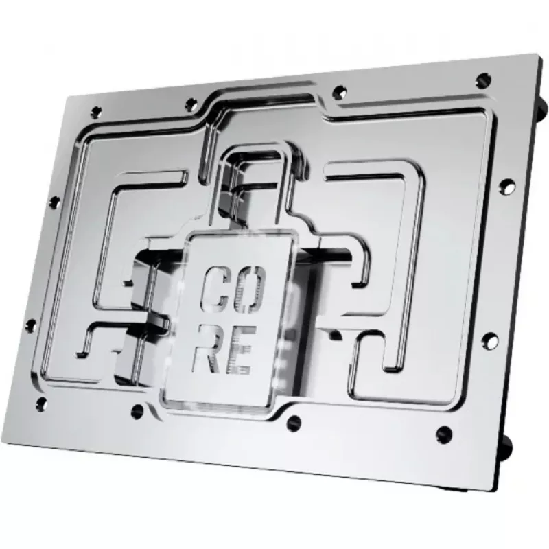 Jäähdytysblokki Alphacool Core RX 9070 XT Mercury läpinäkyvä kromi taustalevyllä