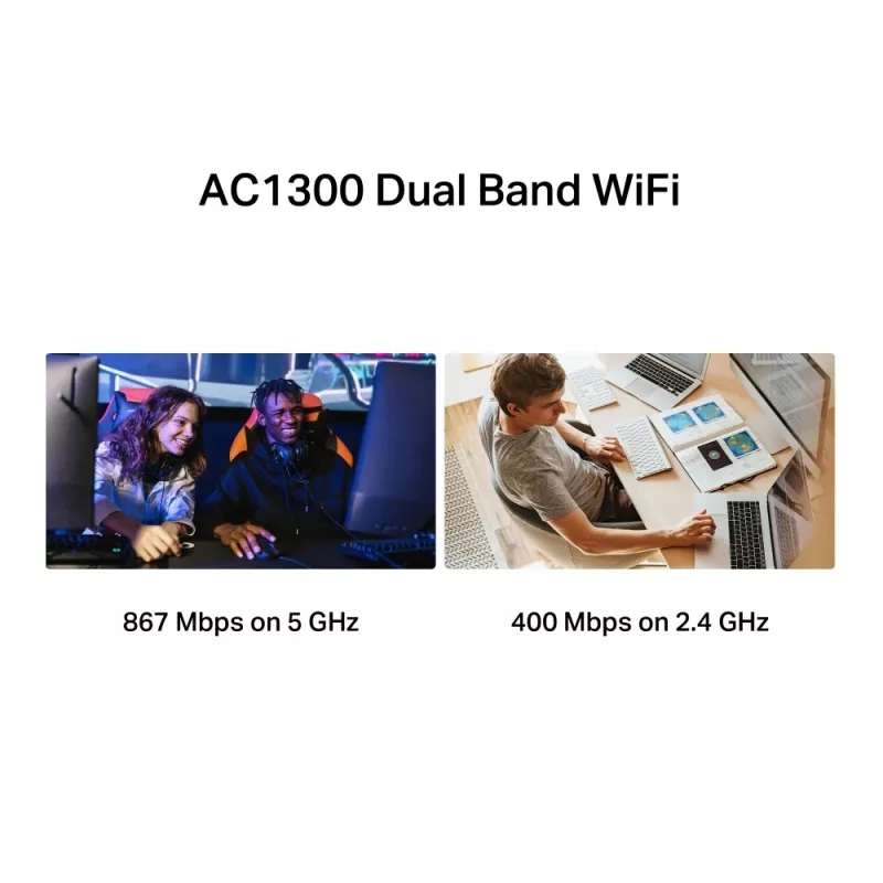Mercusys MA30H AC1300 High Gain kaksikaistainen Wi-Fi USB -sovitin, musta