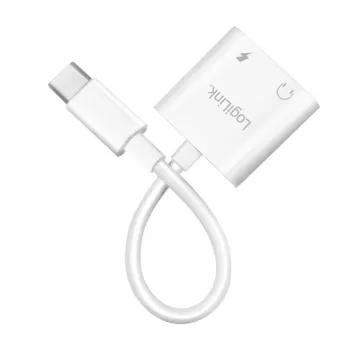 LogiLink USB-C äänisovitin USB-C/uros 2x USB-C/naaras 60W PD valkoinen
