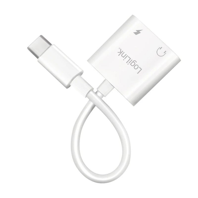 LogiLink USB-C äänisovitin USB-C/uros 2x USB-C/naaras 60W PD valkoinen