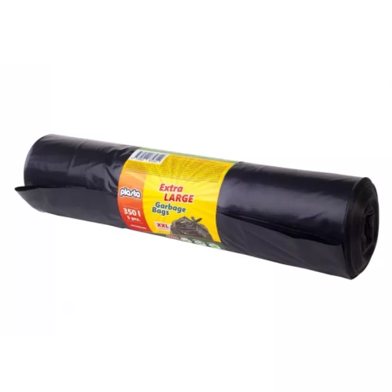 Jätesäkit, 350L/5 kpl, 60 μm, musta