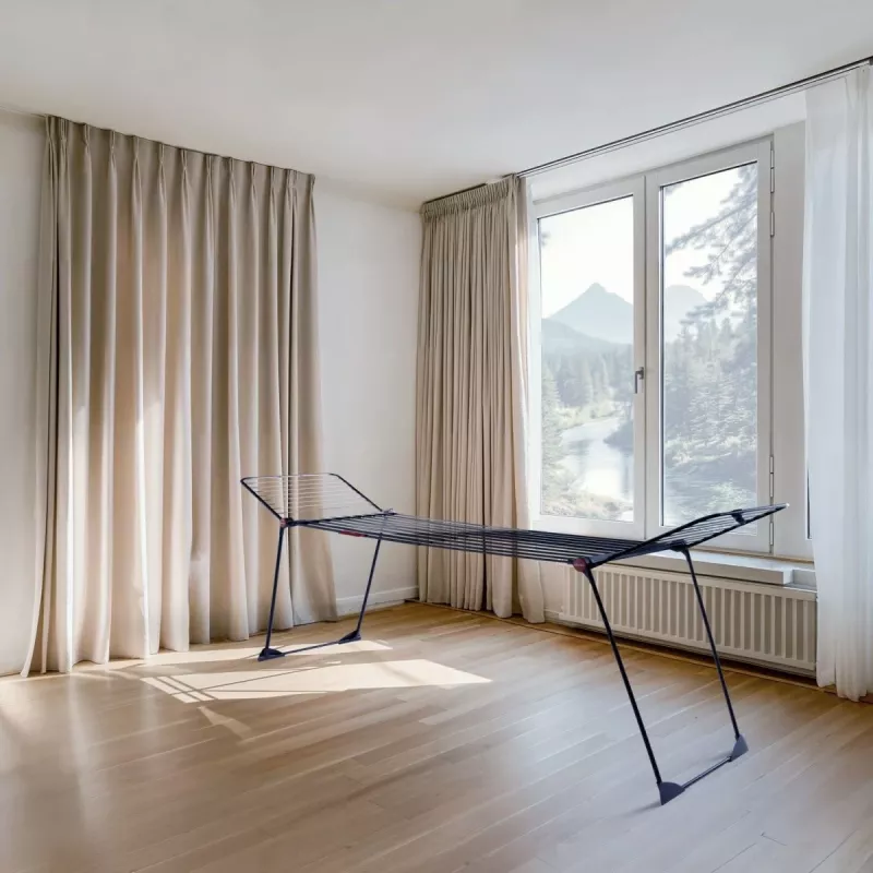 Kuivausteline VILEDA Infinity Flex Ultimate Teleskooppi — musta, pinnoitettu alumiini, 30 m kuivausala, taitettava, rullat