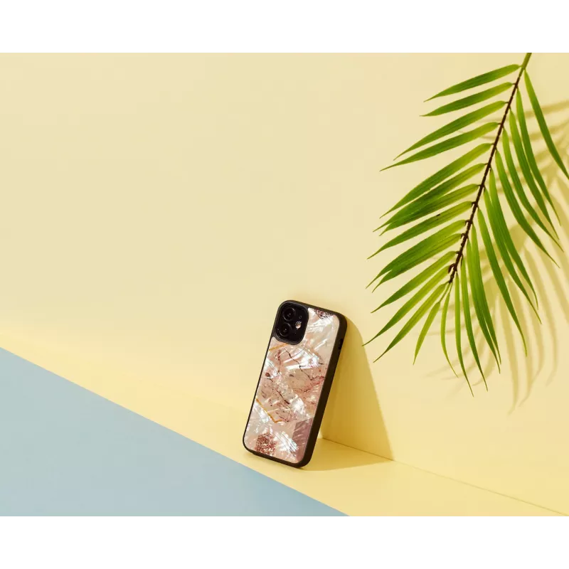iKins suojakotelo Apple iPhone 12 mini — vaaleanpunainen marmorikuvio, ohut istuvuus