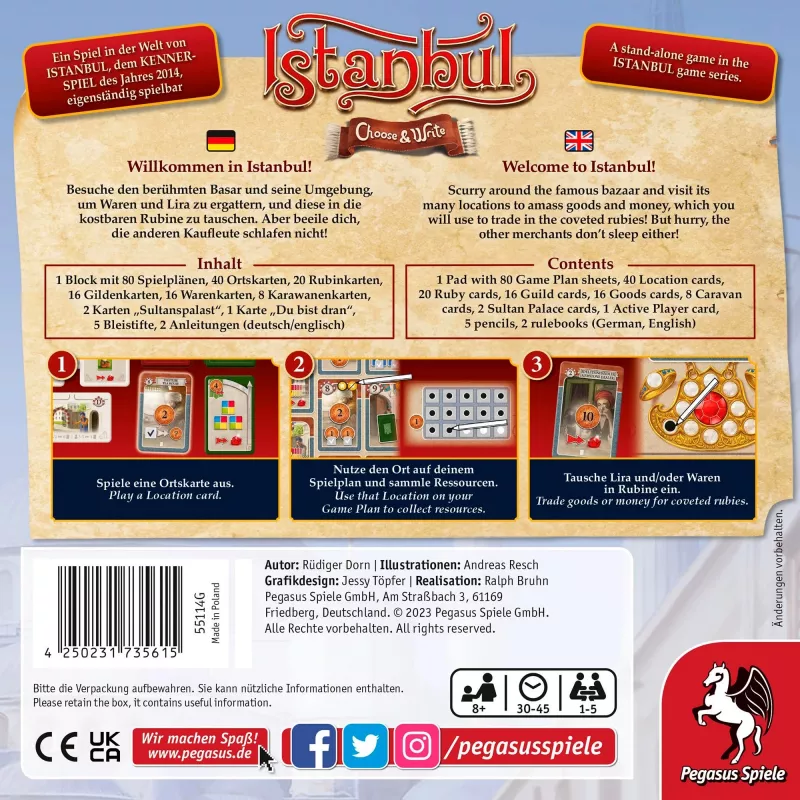 Istanbul - Choose & Write, lautapeli