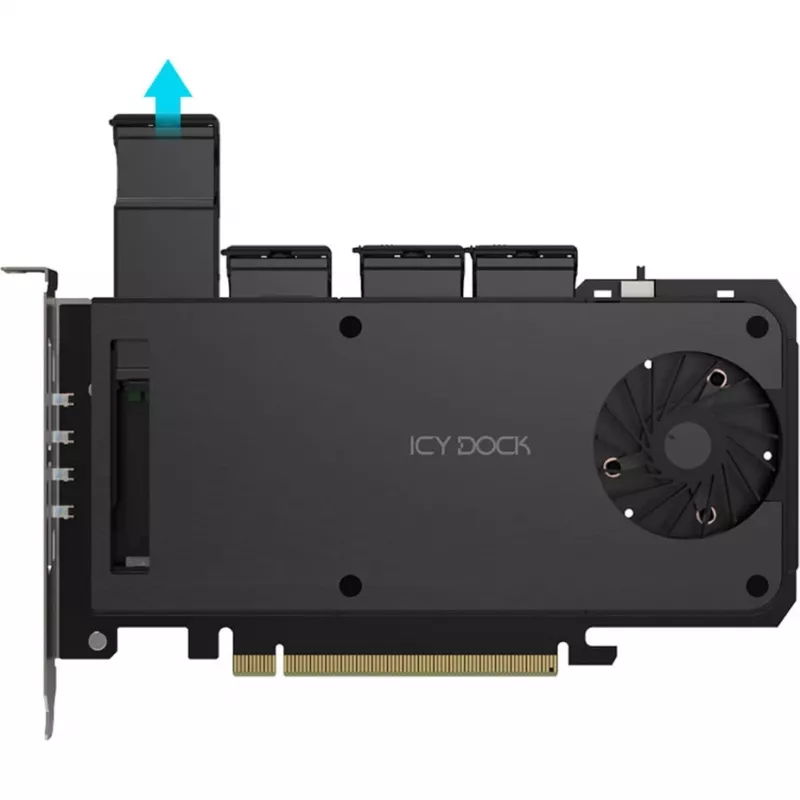 Mobilrahmen-adapterikortti icy dock MB204MP-1B — 4 × M.2 NVMe SSD hot-swap-mobilrahmen