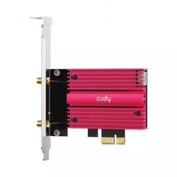 Sisäinen WLAN Bluetooth -verkkokortti Cudy WE9300S PCIe, Wi‑Fi 7 (802.11be) tri-band 2.4/5/6 GHz, 5765 Mbit/s, Bluetooth 5.4, ulkoinen 2x2 antenni