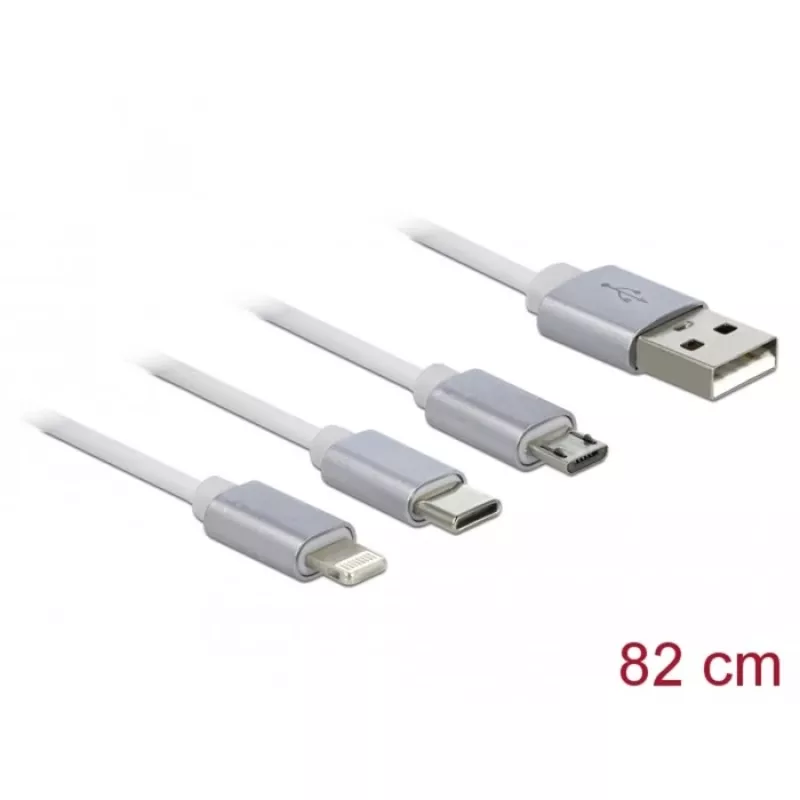 USB-kaapeli DeLOCK 85850 0,98 m USB 2.0 USB A USB C/Micro-USB B/Lightning