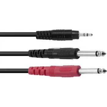 Sovitinjohto Omnitronic 3,5 mm 2 × 3,5 mm, stereo-haaroitin, 1,5 m