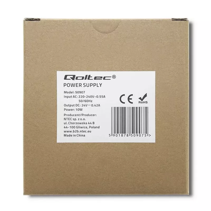 DIN-kiskovirtalähde 10W, 24V, 0,42A, ohut