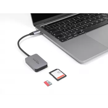 DeLOCK USB Type-C -kortinlukija alumiini SD Micro SD 5000 Mbit/s