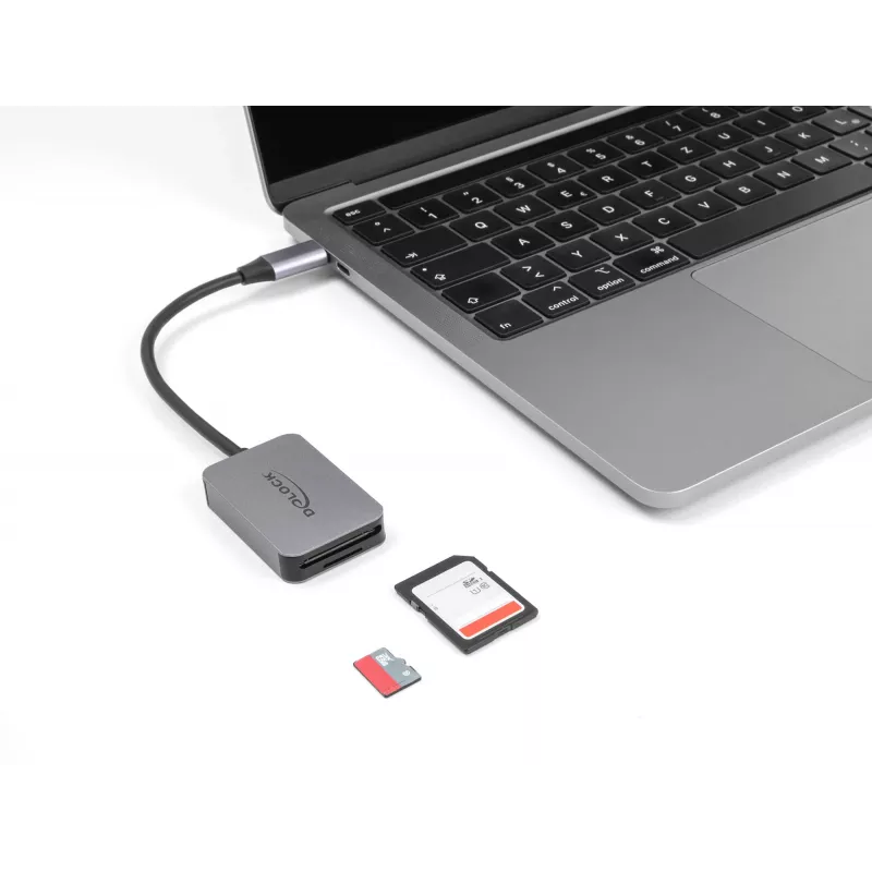 DeLOCK USB Type-C -kortinlukija alumiini SD Micro SD 5000 Mbit/s