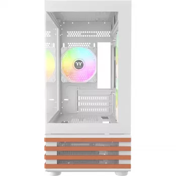 THERMALTAKE View 170 WS ARGB Snow PC Micro Tower -kotelo — Micro ATX, valkoinen, 2x120mm sivu, 1x120mm takaosa, virtalähde alhaalla, tukee 2,5