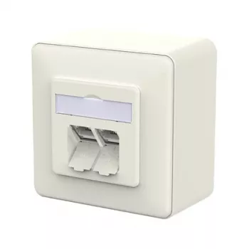 Metz Connect 130D380002-I E-DAT C6A IDC 2-porttinen pinta-asennusrasia, puhtaanvalkoinen