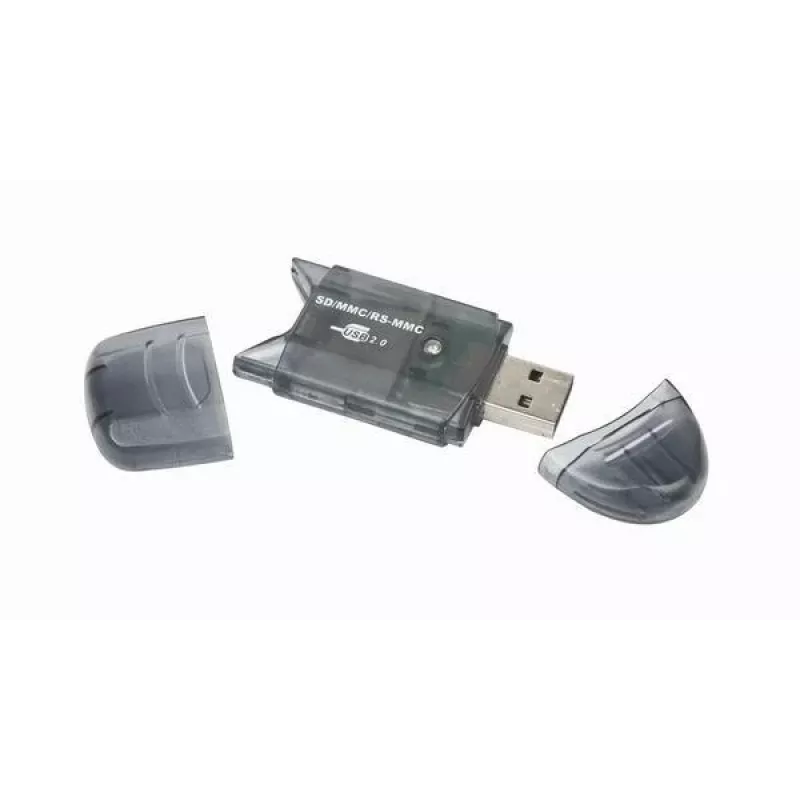 USB 2.0 -kortinlukija Gembird FD2-SD-1 — MMC/SD/SDHC/SDXC, 73×30×10 mm, 13 g, musta