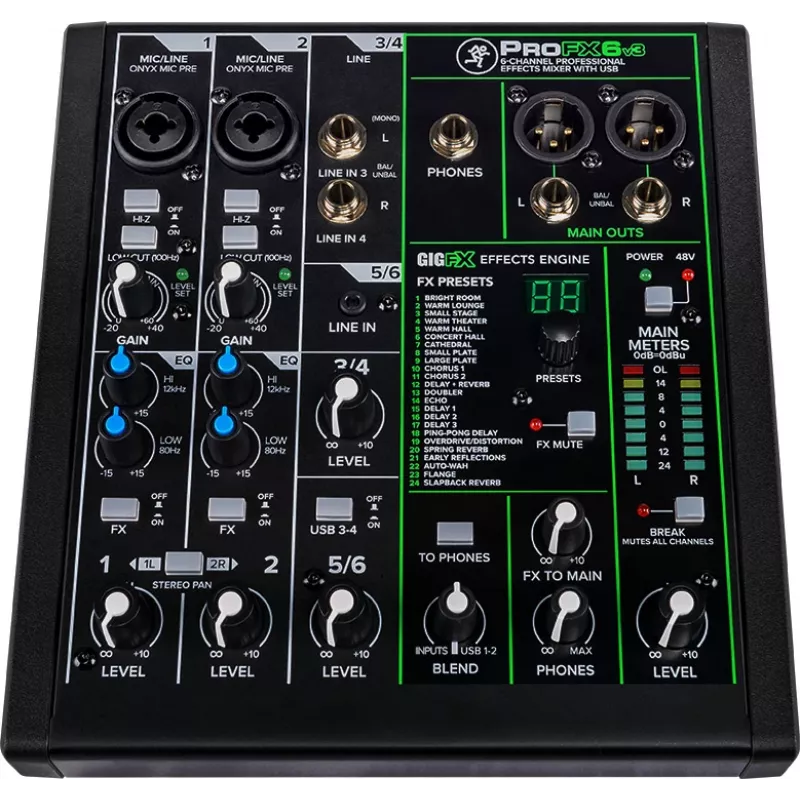 Mikseri Mackie ProFX6v3 kompakti 6-kanavainen analogimikseri USB-liitännällä