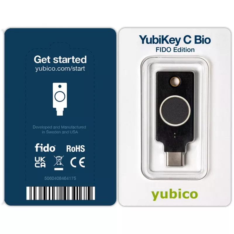YubiKey C Bio FIDO Edition Yubico musta salasanaton todennus