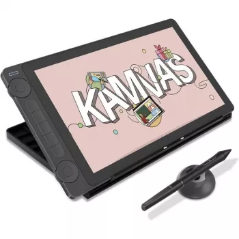 Piirtopöytä HUION Kamvas 13 — 13,3 tuuman IPS 1920×1080, 16384 painetasoa, akuton kynä, 3 ohjelmoitavaa painiketta