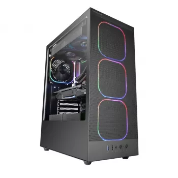 PC-kotelo TACENS MARS MC-NEBULA Midi Tower karkaistulla lasilla, neljä 120 mm aRGB-tuuletinta, tukee ATX, GPU jopa 30,2 cm