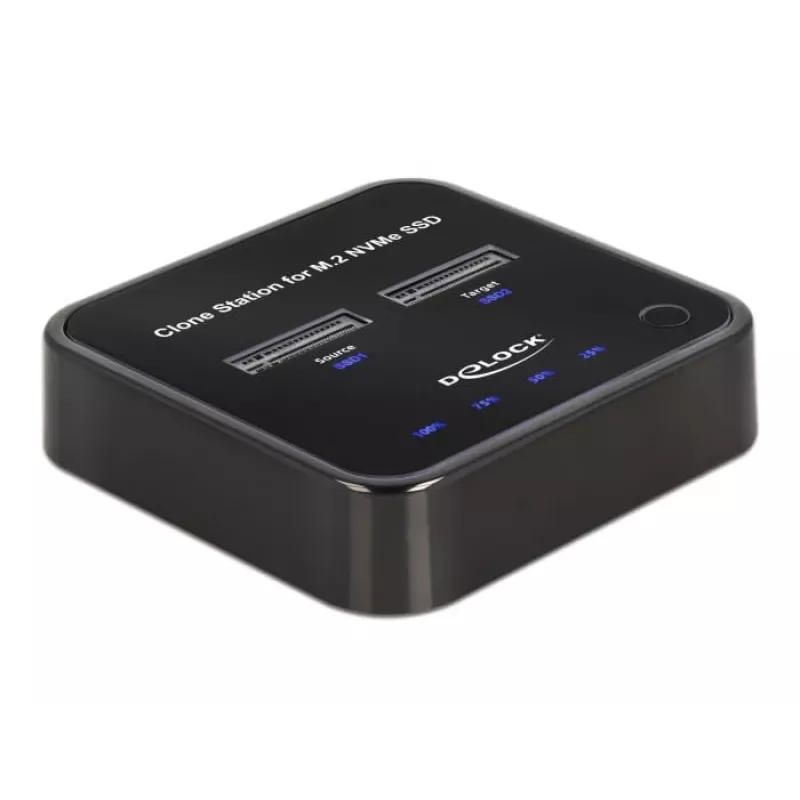 DeLOCK M.2-telakointiasema 2 x M.2 NVMe PCIe SSD -asemalle klonaustoiminnolla