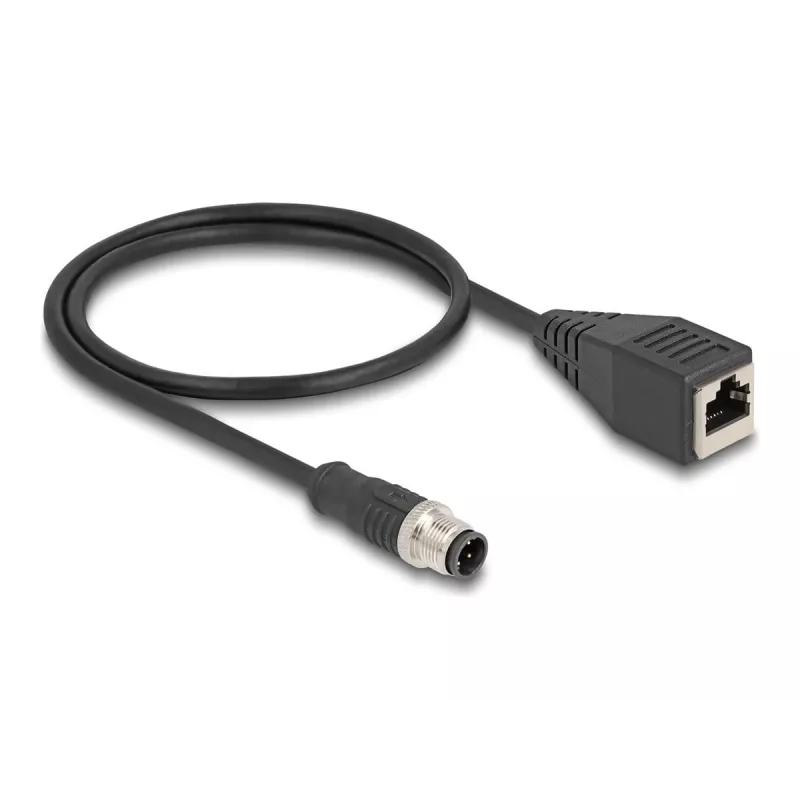 DeLOCK M12 sovitinkaapeli D-koodattu 4-napainen uros RJ45 naaras 50 cm