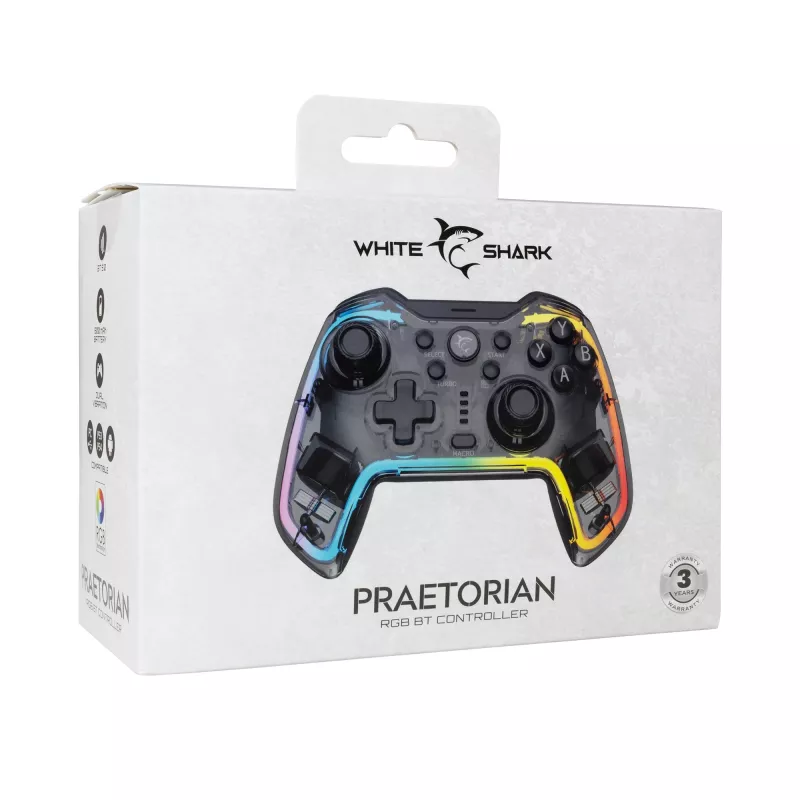 Peliohjain White Shark GPW-8040 RGB langaton Bluetooth, malli PRAETORIAN