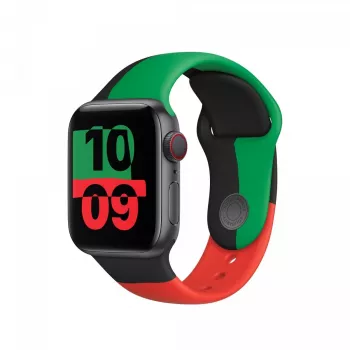 Ranneke Apple 44mm musta Unity Sport Band S/M musta vihreä punainen