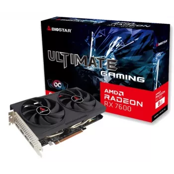 Näytönohjain BIOSTAR Radeon RX 7600 OC — Radeon RX 7600, 8 GB GDDR6, 128-bittinen, PCIe 4.0, kahden tuulettimen jäähdytys
