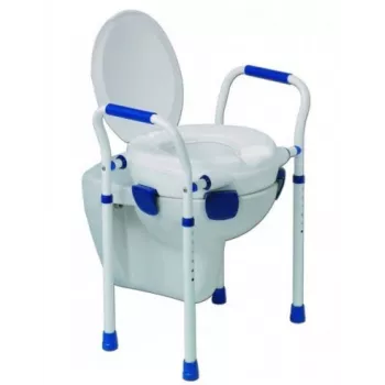 Wc-istuimen istuinsuoja Aston Clipper VII 500431 — säädettävä lääkinnällinen wc-istuin, polypropeeni, alumiini/teräsrunko, sisähalkaisija 25×21 cm