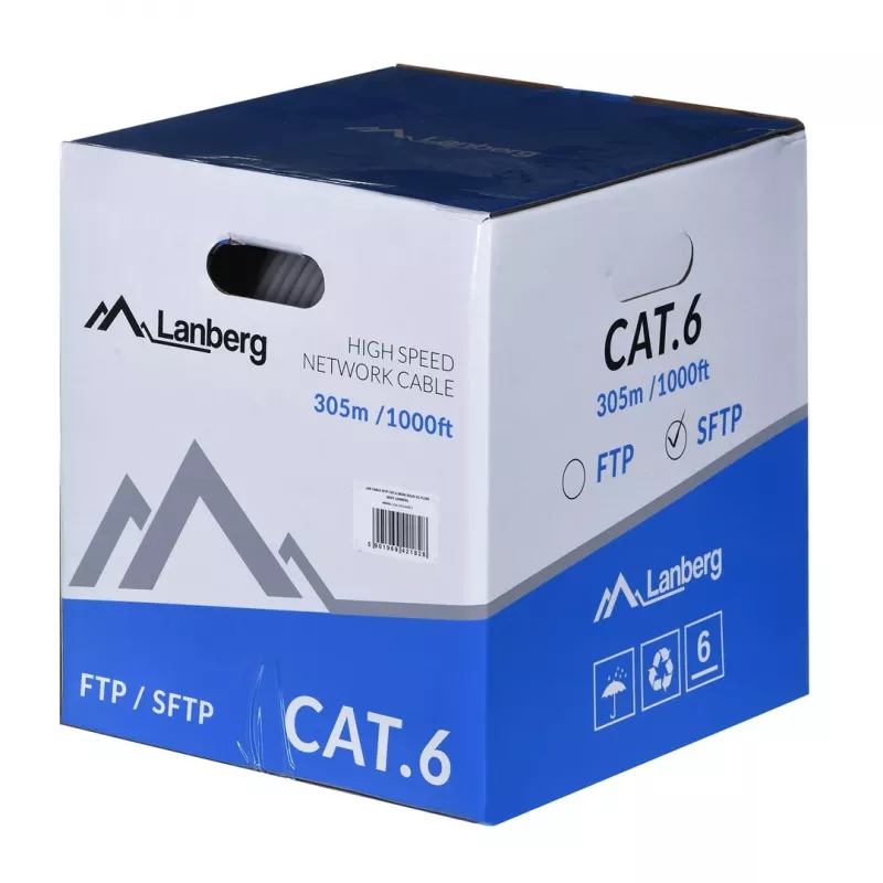 LANBERG verkkokaapeli Cat6 SFTP LCS6-11CU-0305-S, 305 m, 23 AWG, harmaa, PVC-vaippa
