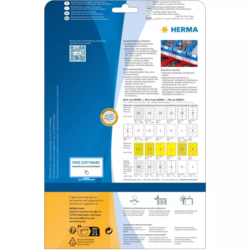 Itseliimautuvat tulostustarrat HERMA Signs A4 190x275 mm