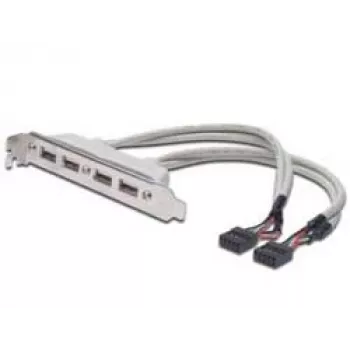Korttipaikkakaapeli USB 2.0 HighSpeed tyyppi 2xIDC (5pin)/4xUSB A M/F harmaa 0,25 m