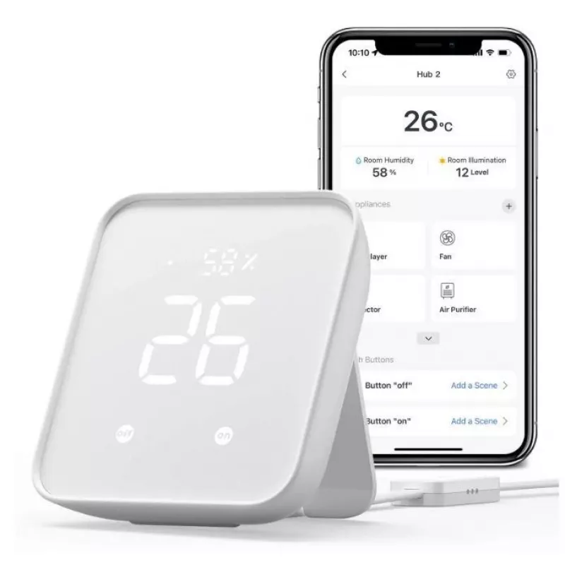 SwitchBot Hub 2 W3202100 älykodin keskitin, IR-lähetin, lämpö- ja kosteusmittari, valkoinen