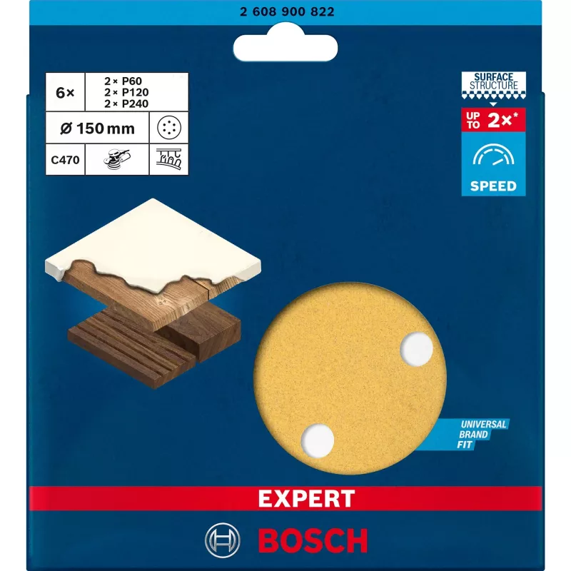 Hiomapaperisarja Bosch Expert C470 Ø150 mm K60 K120 K240, 6 kpl