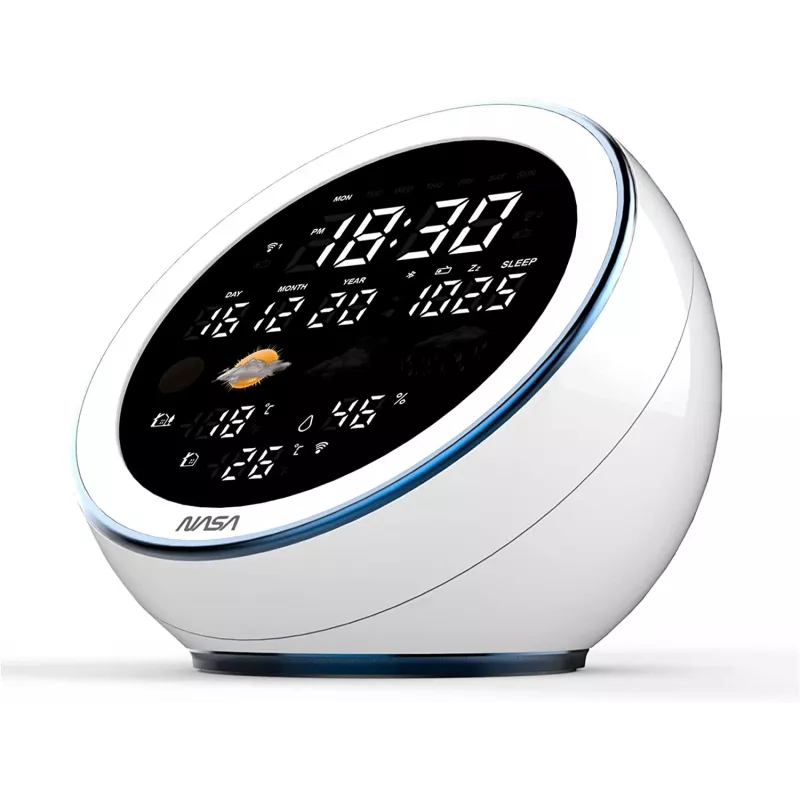 Nasa WSP1500 valkoinen sääasema/kaiutin BT Moon