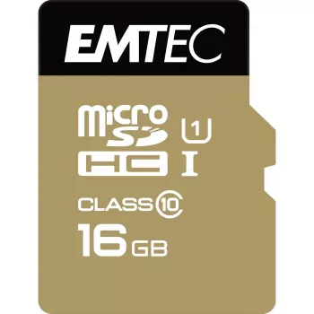EMTEC Gold+ - flash-muistikortti (SD-adapteri sisältyy) - 16 GB - Class 10 - microSD - kulta (ECMSDM16GHC10GP)
